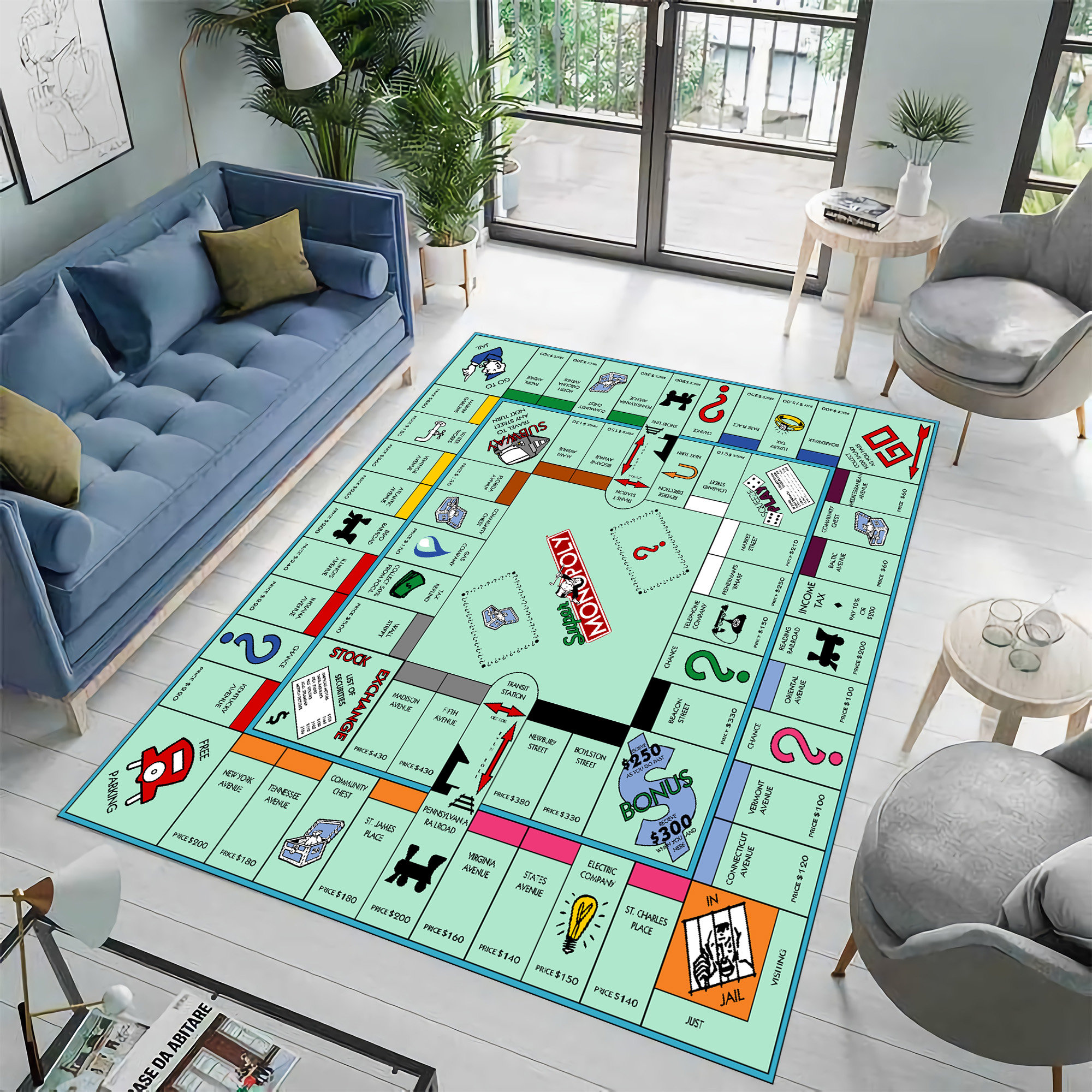 Board Game Rug, Monopoly Rug, Kids Rug, Boy Room Rug, Girl Room Rug