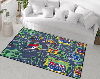 City Road Children Friendly Rug, Traffic Car Road Map Rug, Kids Room Floor Mat, Kids Room Decor, Nursery Rug,City Map Traffic Rug