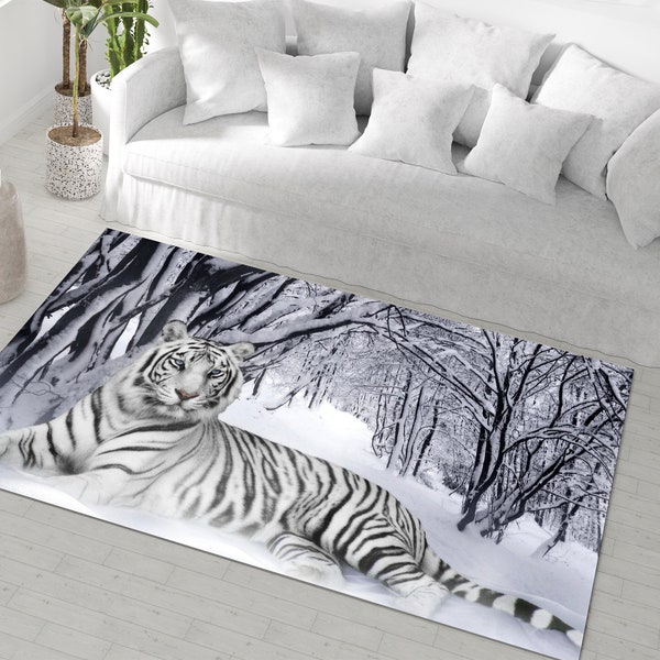 Black and White Tiger Rug Etsy