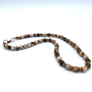 Australian Zebra Jasper and Heishi Bead Necklace, Necklace Jasper Gemstone, Natures Brown Shade Jasper and Heishi Necklace, One of Kind Gift