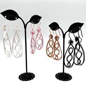 Geometric Wire Dangle Earrings: Colorful Abstract Swirl Design