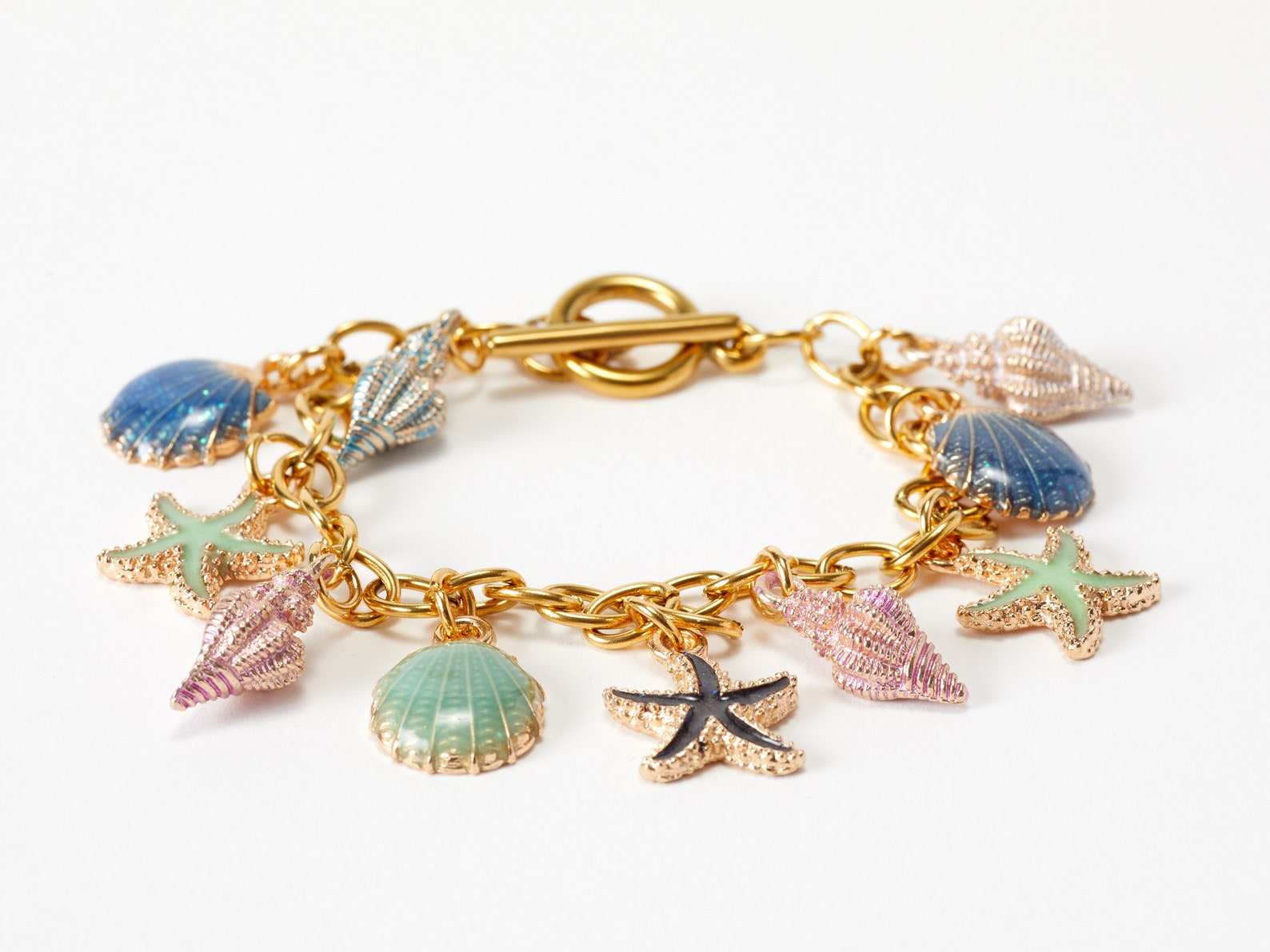 Charm Bracelet With Enameled by the Sea Charms - Etsy