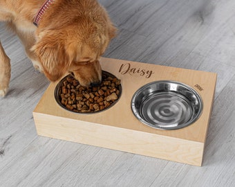 Personalized Pet Bowl Dog Feeder Wooden Cat Feeder Elevated Feeder Custom Pet Feeder Pet Feeding Station Wooden Dog Feeder Raised Pet Bowl