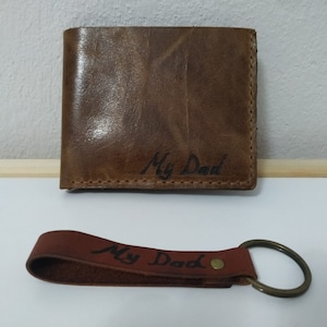 Personalized Leather Wallet Leather Leather Key Chain Slim Men es Wallet Custome Leather Keychain Father es Day for Dad Unique Gift for Him