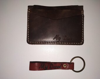 Leather Cardholder Leather Key Chain Business Card Case Slim Cardholder Minimalist Wallet Credit Carholder Personalized Gift for Him