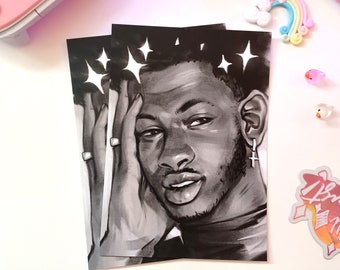 B&W Lil Nas X Matte Cardstock Print