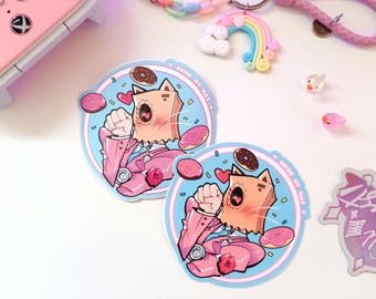 Kawaii Donut Shop Kitty Faust / Dr. Baldhead from Guilty Gear Glossy Vinyl Sticker