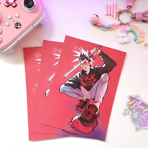 F*CK RACISM Travis Touchdown from No More Heroes 3 Wall Art Print