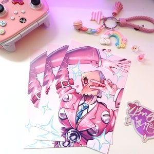 Impression d'art murale Pink Sparkle Faust / Dr. Baldhead de Guilty Gear, papier cartonné mat Guilty Gear
