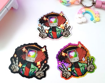 Peace out! Momo from Stray Holographic Vinyl Sticker UPDATED DESIGN