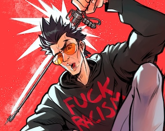 F*CK RACISM Travis Touchdown No More Heroes 11x17 Poster