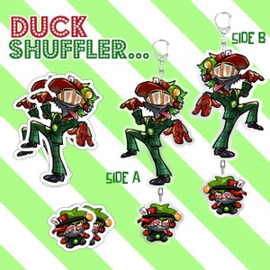 PREORDER Duck Shuffler from Toontown Corporate Clash Double Sided Epoxy Acrylic Connector Keychains