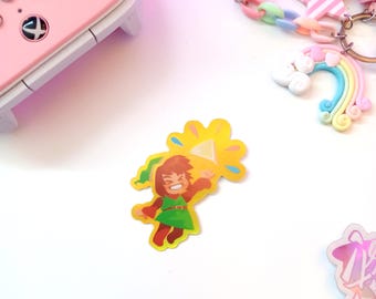 Nostalgic Link with Triforce from Zelda Matte and Holographic Vinyl Stickers
