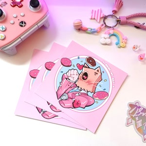 Kawaii Donut Shop Kitty Faust / Dr. Baldhead from Guilty Gear Mini Wall Art Print