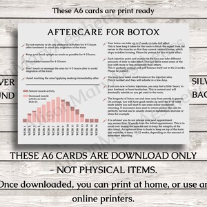 A6 Aesthetics &#39;Botox Aftercare&#39; cards for Clients (SILVER) - DOWNLOAD ONLY