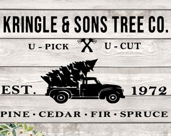 Kringle and Sons Tree Farm SVG/PNG digitale download - Kerstbord - Kerstversiering SVG voor cricut en silhouet- Kerst T shirt