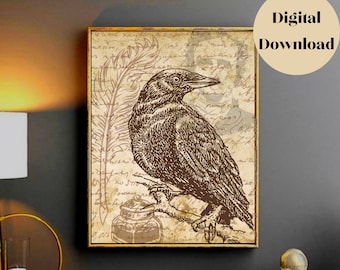 Edgar Allen Poe raven themed digital print download