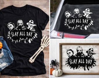 Versla de hele dag horror SVG/PNG-bestand - Nightmare on Elm Street - Jason - Halloween - shirtontwerp horrorfilm - ontwerp Slasher - ontwerp horror