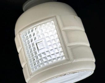 Vintage Art Deco Frosted Glass Light Shade | Geometric Prism Panel Globe | Replacement Ceiling Fixture Shade