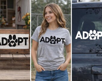 Adopt Paw Print SVG PNG Dog Lover Pet Adoption Design
