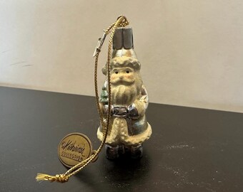 Katherine’s Collection Santa Ornament Vintage Boutique Christmas Decor Mini Santa With Tag Gold Cord