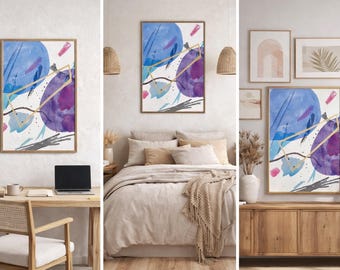 Arte de pared abstracto bohemio moderno imprimible, decoración neutra para el hogar
