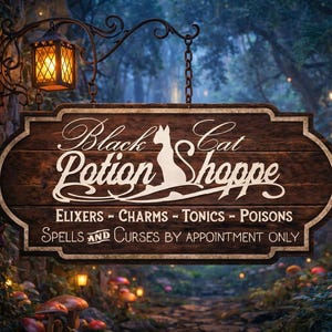 Chat noir Potions Shoppe Téléchargement numérique PNG/SVG pour projets de bricolage