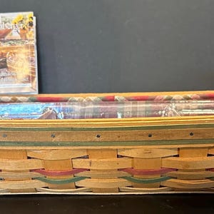 Longaberger 2000 Harvest Blessings Basket Set, Large Serving Basket with 2 Liners & Protector, Autumn Reflections, Thanksgiving Decor