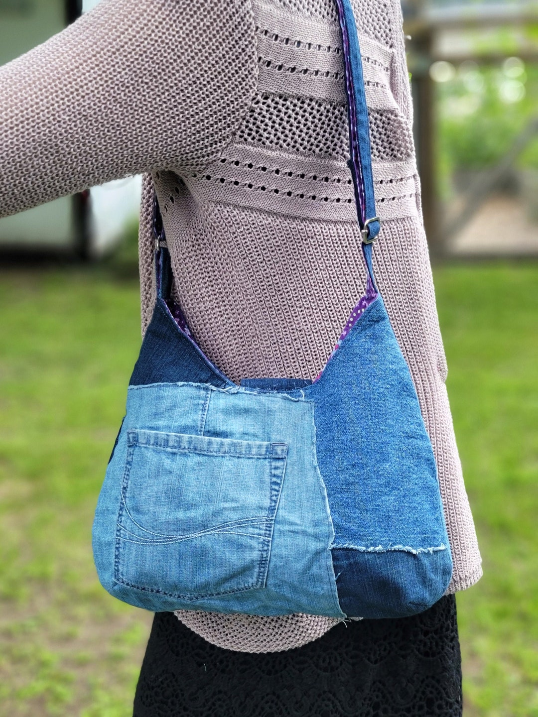 Medium Upcycled Denim Crossbody/shoulder Bag Etsy UK