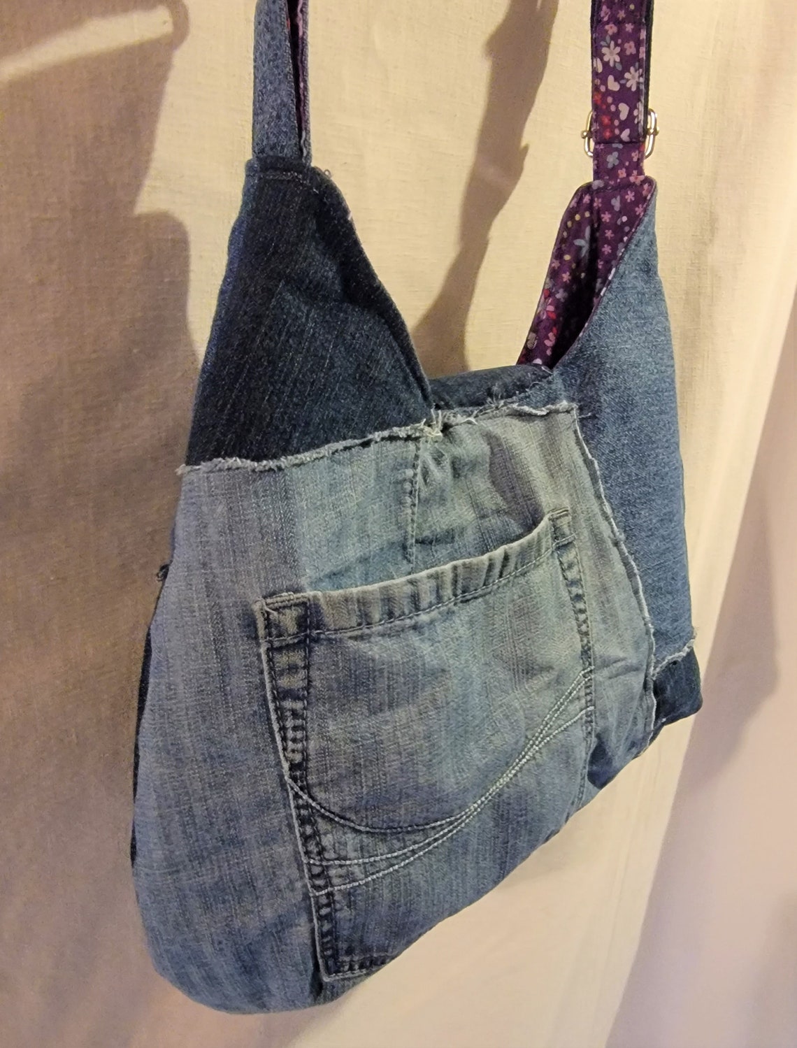 MediumSized Denim Crossbody/Shoulder Bag Etsy