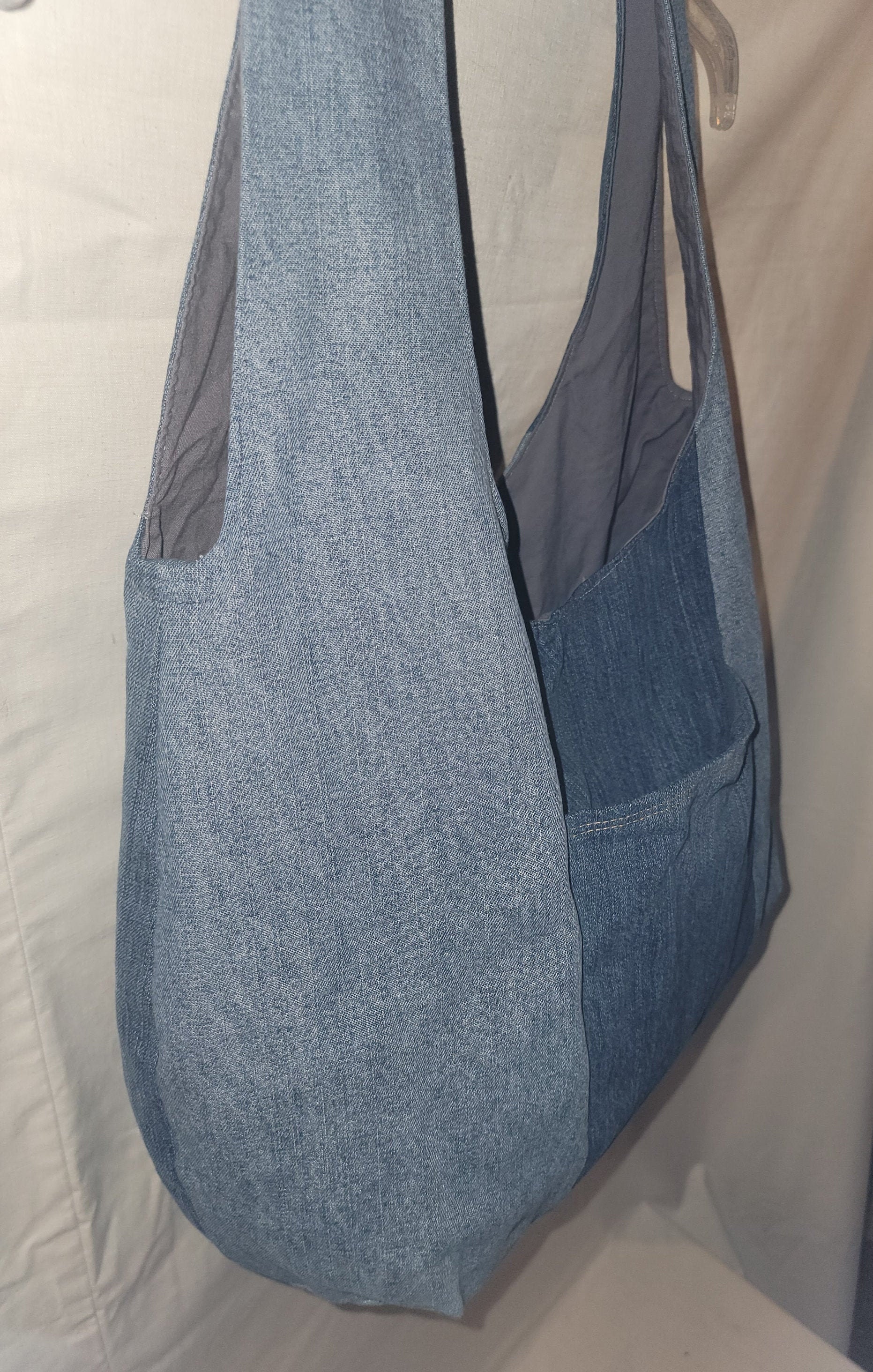 Large Denim Hobo Bag/Floppy Bag Etsy
