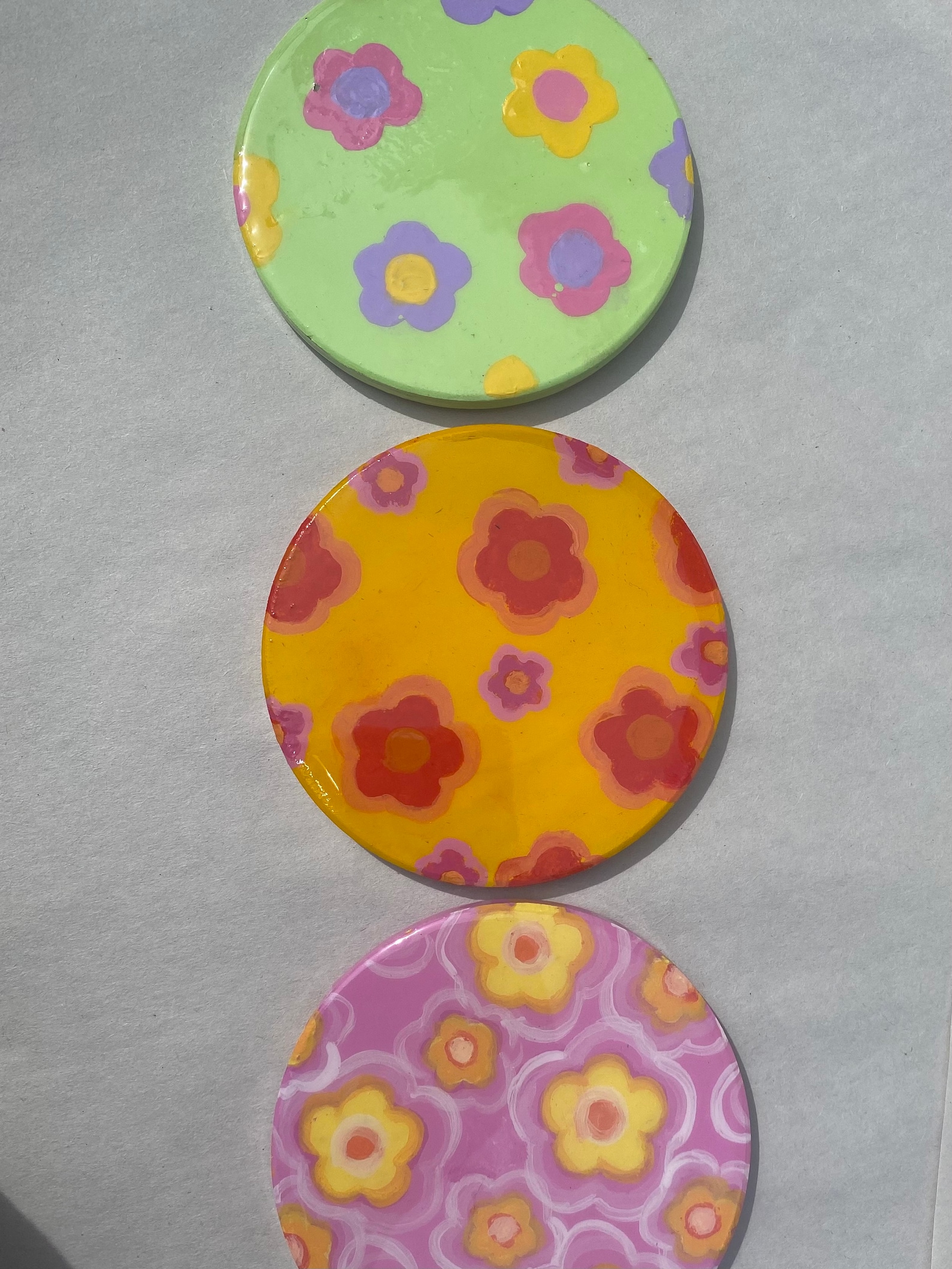 Hand painted ceramic flower coaster Etsy