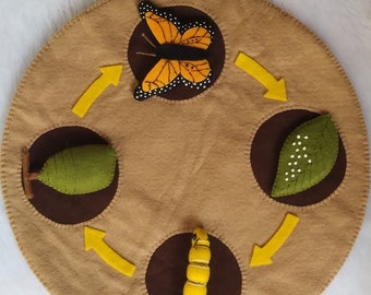 Butterfly Life Cycle Felt Board, Butterfly Life Cycle Set Science Activity Board, Life Cycle of a Monarch Butterfly Learning Kit, Montessori