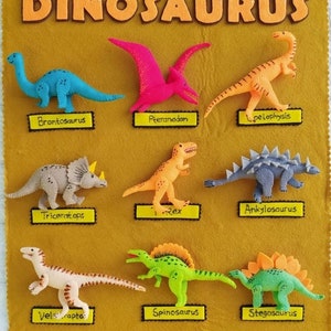 Set Of Dinosaurs Felt animal, Dinosaur ornament, Dinosaur Memory Game, Dinosaur Felt Board, Dinosaur felt sewing, baby mobile