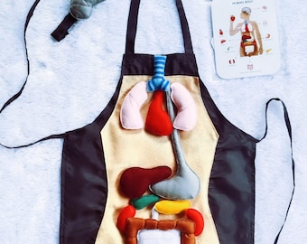 Montessori Anatomy Vest, Personalized human organs apron, Anatomy board, Full set anatomy, Sensory organs set, Felt Activities science