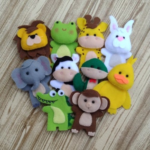 Baby Gift Jungle Finger Puppets Set, Safari Animals Finger Puppet, African Animals Finger Puppet, Zoo/Jungle/Forest/Animal felt story