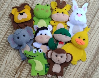 Baby Gift Jungle Finger Puppets Set, Safari Animals Finger Puppet, African Animals Finger Puppet, Zoo/Jungle/Forest/Animal felt story