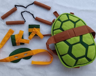 Tortuga Ninja de fieltro Miguel Ángel (naranja), disfraz de Tortuga Ninja, disfraz de figura de Tortuga Ninja, disfraz de Halloween de caparazón de tortuga