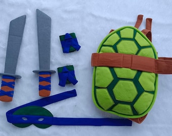 Tortuga Ninja de fieltro (azul), disfraz de Tortuga Ninja, disfraz de figura de tortuga ninja, disfraz de Halloween de caparazón de tortuga