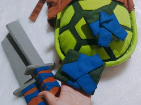 Felt Ninja Turtle Leonardo blue Ninja Turtle Set Costume - Etsy