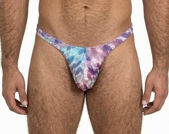 Cotton Candy Tie-Dye Velvet Thong