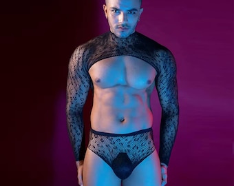 Men's Leopard Bodystocking Set