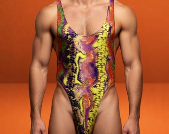 Desert Snake Print Thong Bodysuit