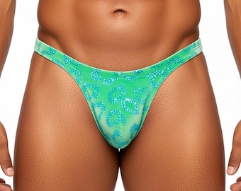 Men’s Glitter Leopard Print Thong