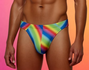 Rainbow Spandex Briefs, Handmade Elastic Waistband