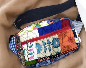 Boho Patchwork Fanny Pack | Handmade Colorful Belt Bag | Quilted Bum Bag with Zipper Pockets | Sustainable Crossbody Sling | Unisex
