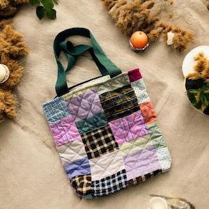 fourre-tout durable | Sac à provisions unisexe respectueux de l'environnement avec pochette pour téléphone | Porte-bébé matelassé fait main | Mode recyclée | Sac de marché