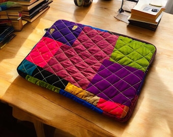 Laptop Sleeve Custom Design & Size | MacBook Pro Air HP Dell Lenovo Cover | Choose Your Patchwork | Eco Friendly Gift | Handmade to Order