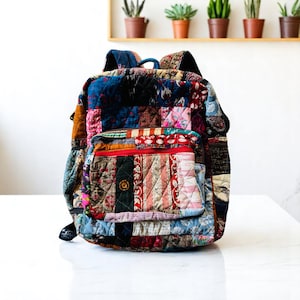 Patchwork Backpack | Eco-Friendly Travel Bag | Traditional Weaves & Prints | Laptop Slot | Secret Zips | Handmade by Artisans