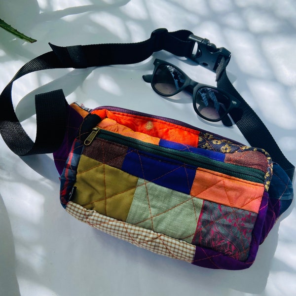 Unisex Colourful Fanny Pack with zipper pockets, Corduroy Sling Bag, Round Shoulder Bag, Crossbody belt bag, fanny pack for women